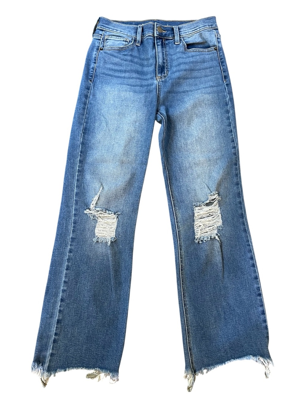 Altar’d State Distressed Straight Leg Raw Hem Jeans.  Size 27